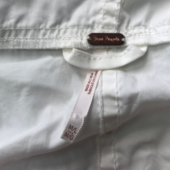 EUC Free People Poplin Pullover Hoodie White Pink - Picture 4 of 8